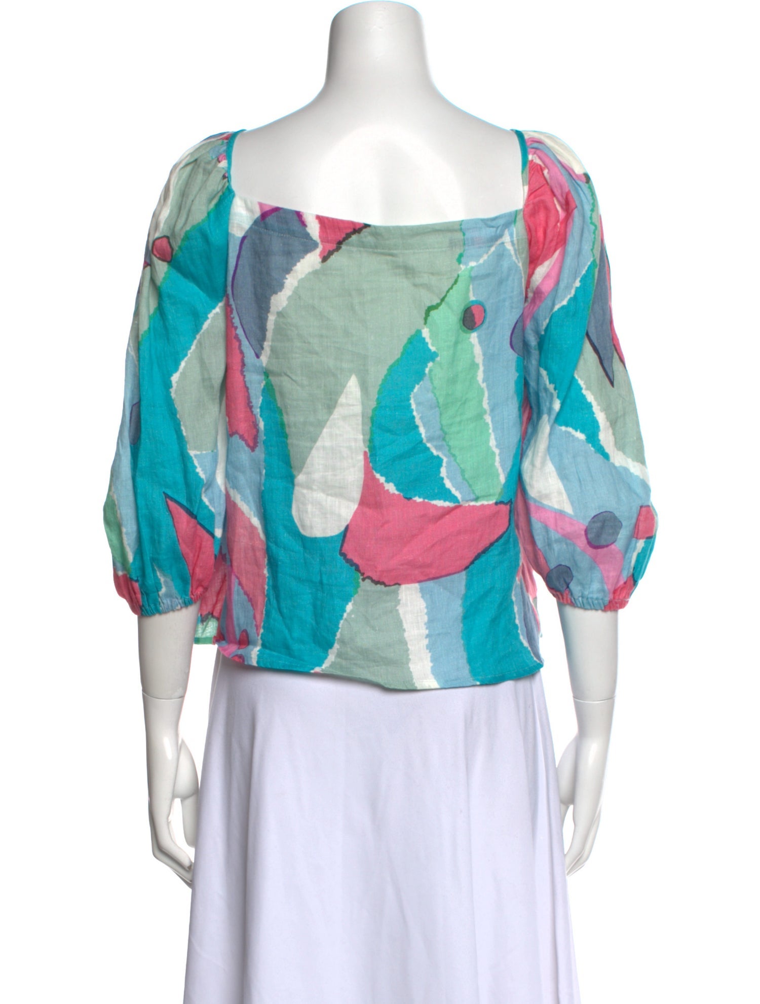 Cult Gaia Linen Printed Blouse